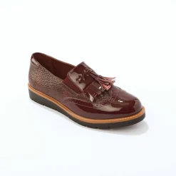 Mocassins compensés à franges et pompons