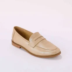 Mocassins cuir irisé doré