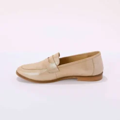 Mocassins cuir irisé doré