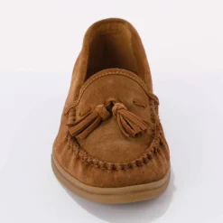 Mocassins cuir pompons