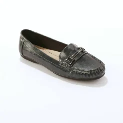 Mocassins à mors, effet métallisé