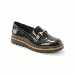 Mocassins à mors semelle compensée - effet croco verni