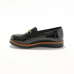 Mocassins à mors semelle compensée - effet croco verni