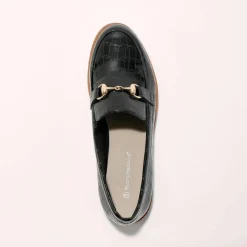Mocassins à mors semelle compensée - effet croco verni
