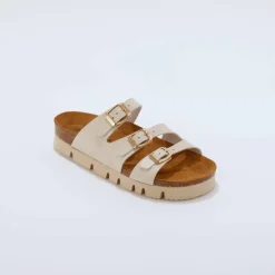 Mules cuir 3 boucles