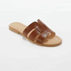 Mules plates bandes croisées