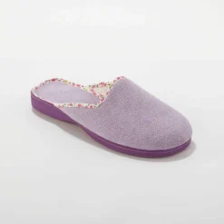 Mules plates souples biais fleuri