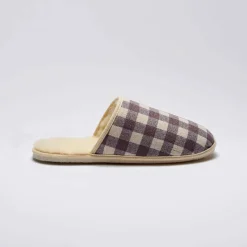 Mules silencieuses carreaux fourrées laine