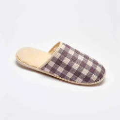 Mules silencieuses carreaux fourrées laine