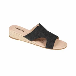 Mules à talon compensé en corde