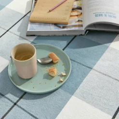 Nappe carreaux coton lin tissé teint