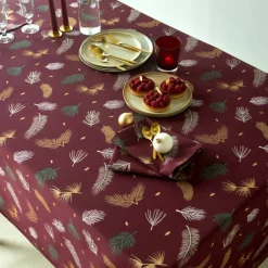 Nappe imprimée feuillage doré
