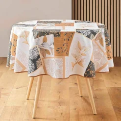 Nappe imprimé patchwork feuilles entretien facile