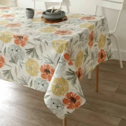 Nappe toile cirée imprimé grosses fleurs