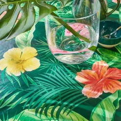 Nappe toile cirée imprimé hibiscus
