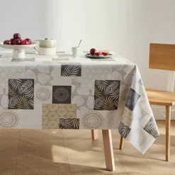 Nappe toile cirée imprimé patchs feuilles