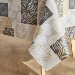 Nappe toile cirée imprimé patchs feuilles