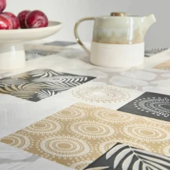 Nappe toile cirée imprimé patchs feuilles