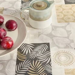 Nappe toile cirée imprimé patchs feuilles