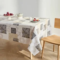 Nappe toile cirée imprimé patchs feuilles