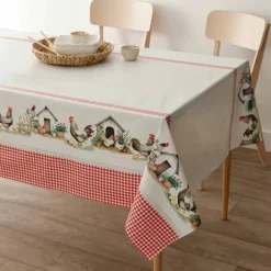 Nappe toile cirée motif poules