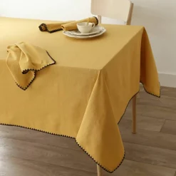 Nappe unie coton finition fantaisie