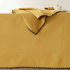 Nappe unie coton finition fantaisie