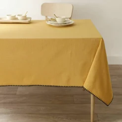 Nappe unie coton finition fantaisie