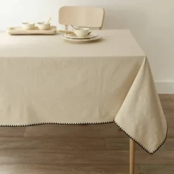 Nappe unie coton finition fantaisie