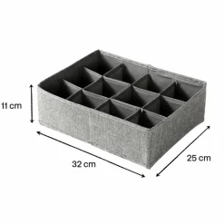 Organiseur tiroir tissu gris, 12 compartiments