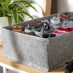 Organiseur tiroir tissu gris, 12 compartiments