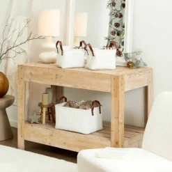 Panier de rangement tissu côtelé - lot de 3