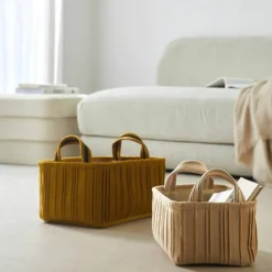 Paniers de rangement en velours plissé - lot de 2