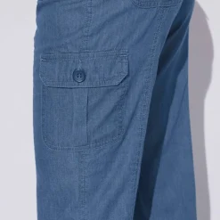 Pantacourt denim ceinture maille