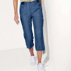 Pantacourt denim ceinture maille