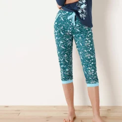 Pantacourt de pyjama – fleuri émeraude