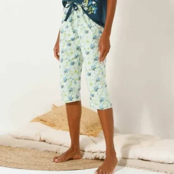 Pantacourt de pyjama imprimé fleuri