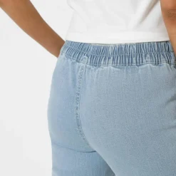 Pantacourt fuselé en jean, ceinture ventre plat
