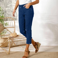 Pantacourt jean taille élastiquée