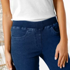 Pantacourt jean taille élastiquée