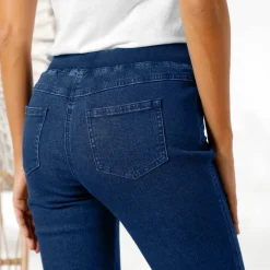 Pantacourt jean taille élastiquée
