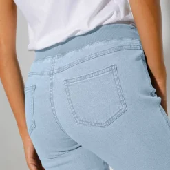Pantacourt jean taille élastiquée