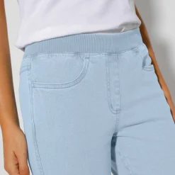 Pantacourt jean taille élastiquée