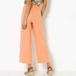 Pantacourt large, viscose et lin