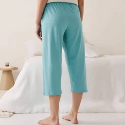 Pantacourt pyjama coton uni avec lien à nouer
