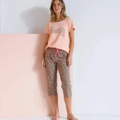 Pantacourt pyjama imprimé fleuri 