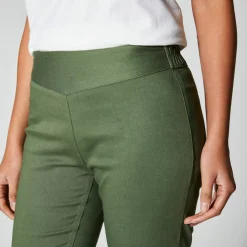 Pantacourt toile stretch, effet ventre plat