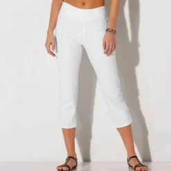 Pantacourt toile stretch, effet ventre plat