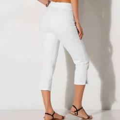 Pantacourt toile stretch, effet ventre plat