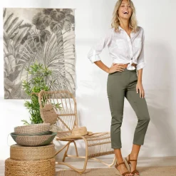 Pantacourt toile taille élastiquée
